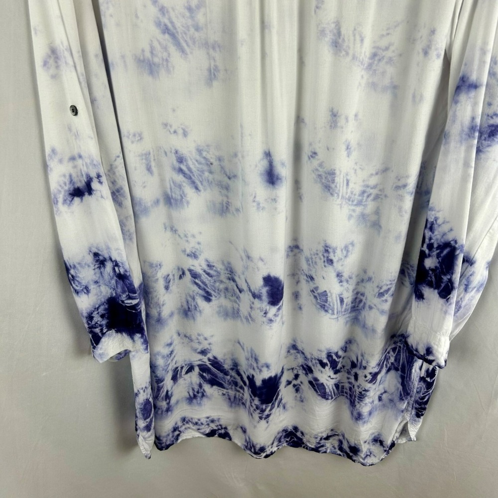 Roberta Roller Rabbit Shirt Dress Women M‎ / L White Purple Tie Dye Beach Cotton - Picture 8 of 9